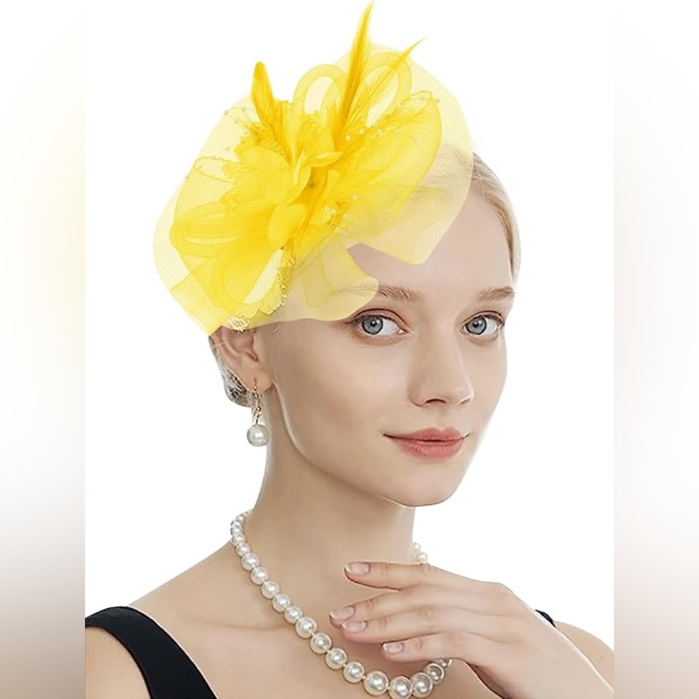 Kentucky derby Tea Party Yellow Fascinator Hat